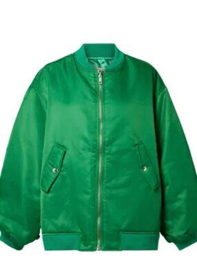 NWT The Frankie Shop Astra Bomber Jacket in Kelly Green - XXXS/XXS